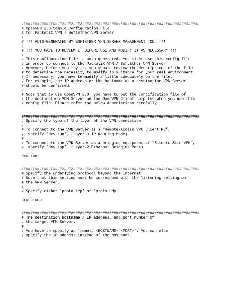 OpenVPN 2.0 Sample Configuration File | PDF | Port (Computer Networking ...