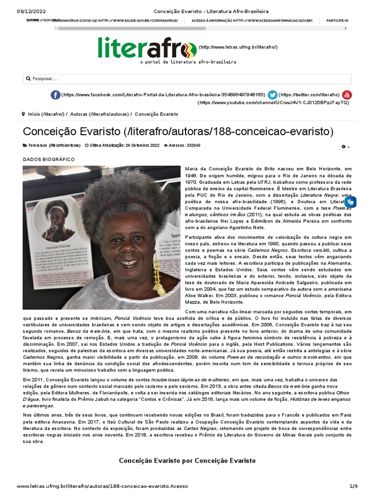 Conceição Evaristo - Literatura Afro-Brasileira | PDF