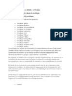 U-1 Sociología de Las Generalidades Del Trabajo Tema - 2 Introducción Al Trabajo de Sociología Las Principales Ramas de La Sociología