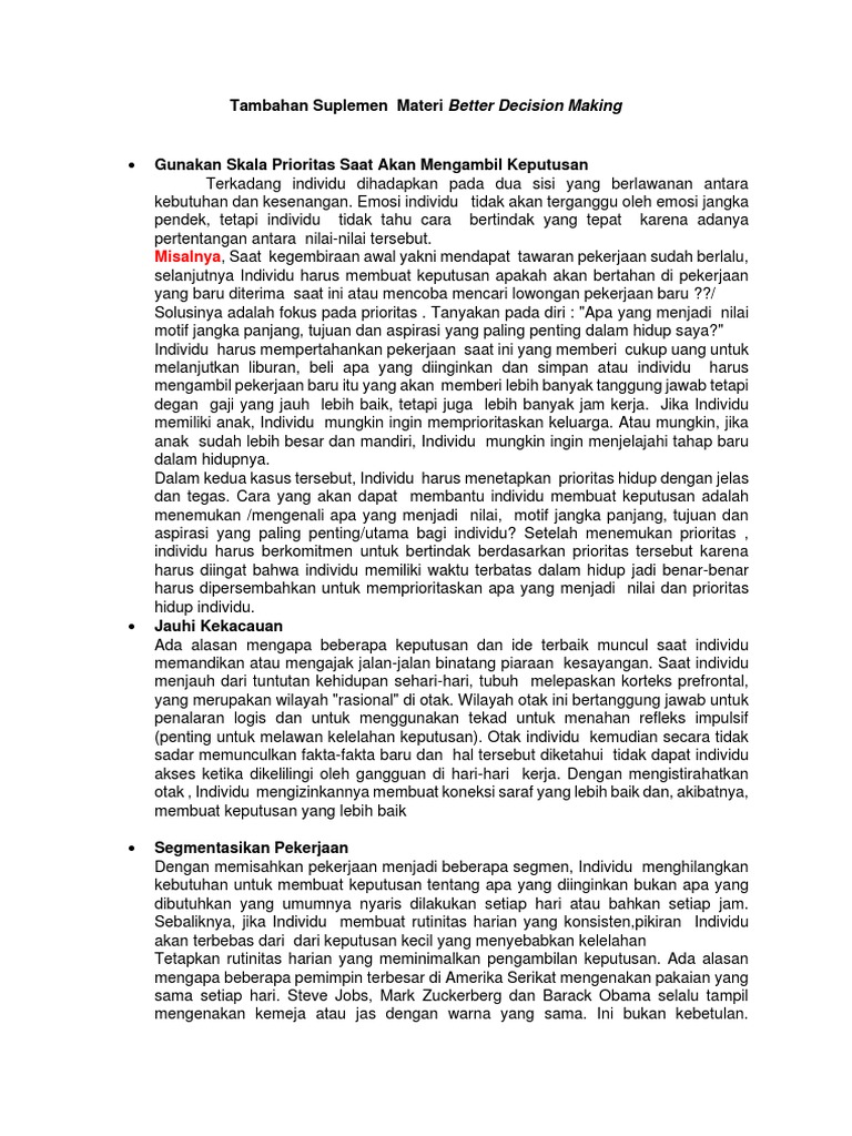 Ringkasan materi better decision making pdf