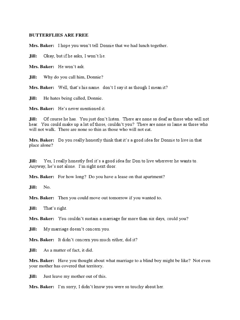 Butterflies Are Free Jill Mrs Baker PDF