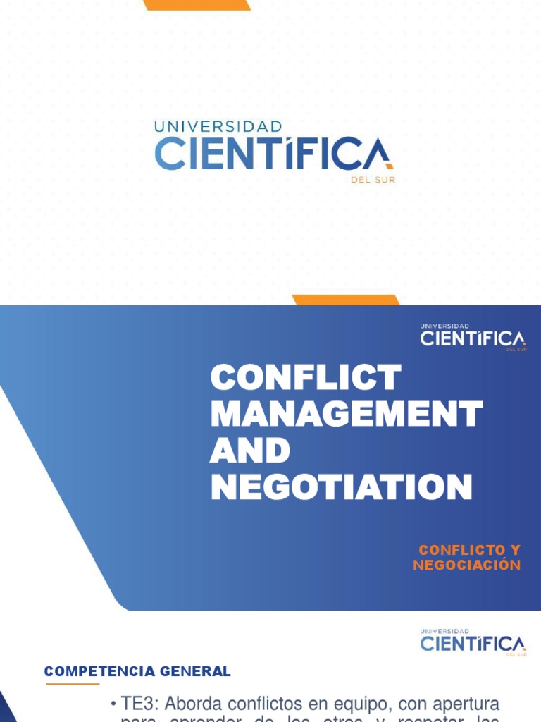CONFLICT MANAGEMENT AND NEGOTIATION - Semana1 | PDF | Conflicto ...