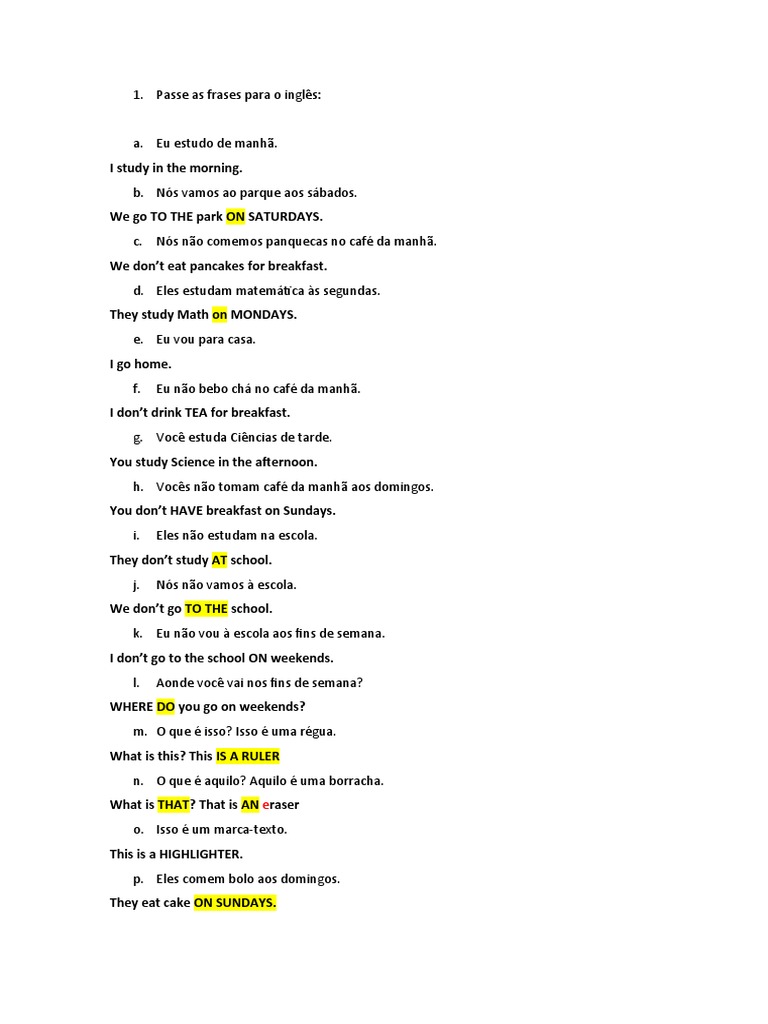Tradução de Frases para o Inglês | PDF