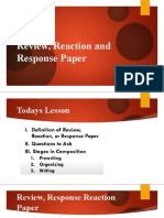 How to Write a Review, Reaction and Response Paper in Stages