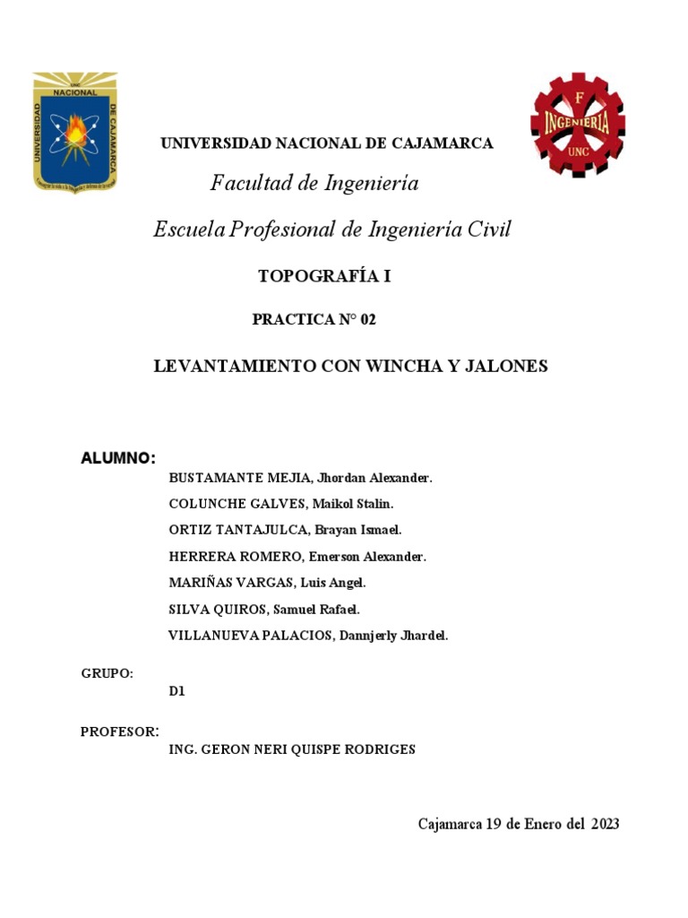 Practica N°2 de Topografia - Levantamiento de Una Parcela | PDF ...
