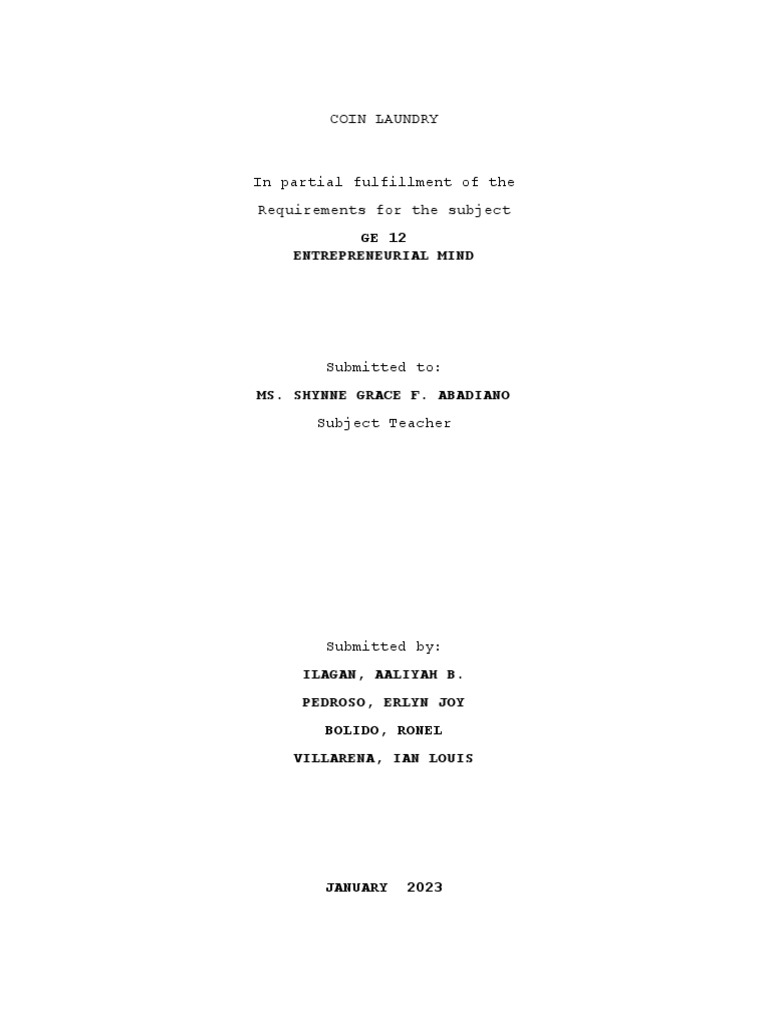 Coin Laundry PDF