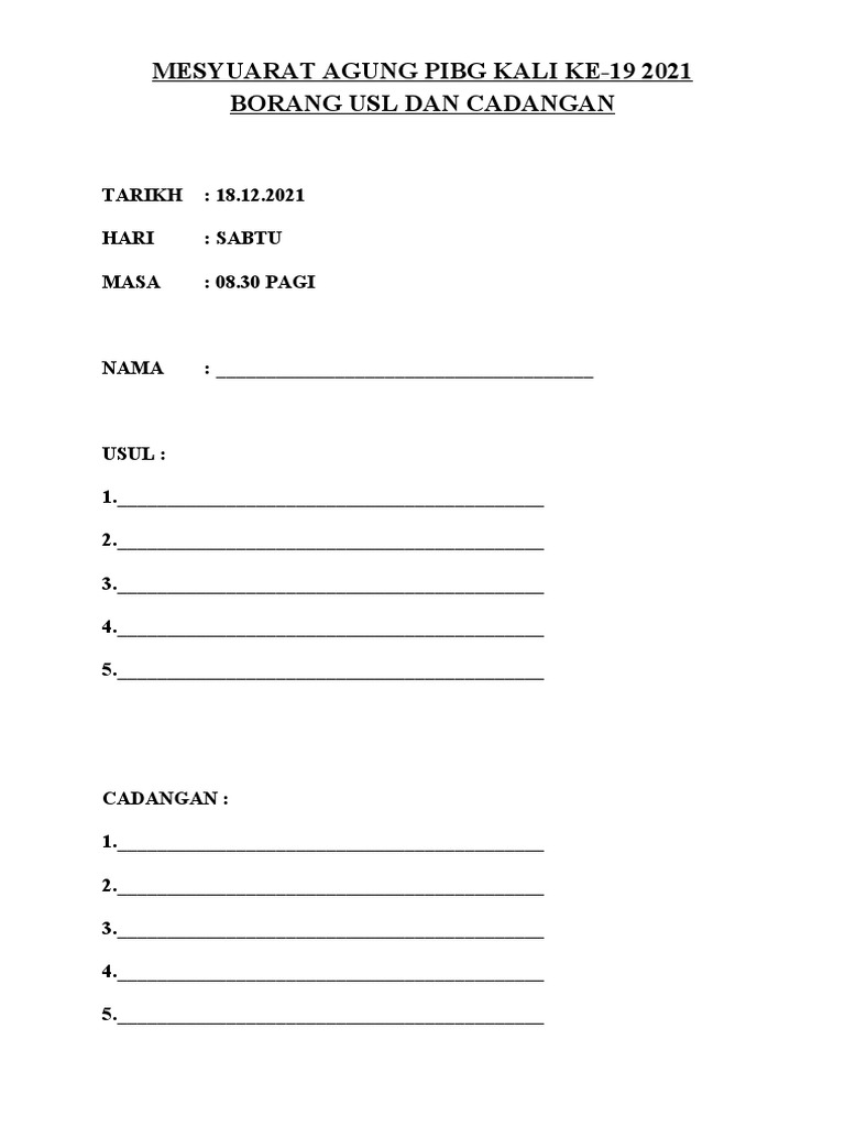 Borang Usul Dan Cadangan | PDF