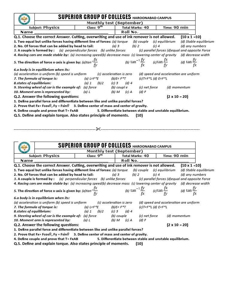 Abeka Physics Test 7
