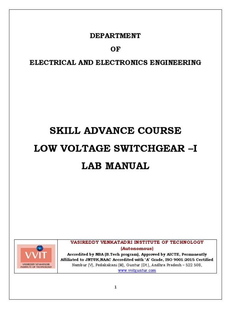 Low Voltage Switchgear Lab Manual | PDF | Scada | Electrical Wiring