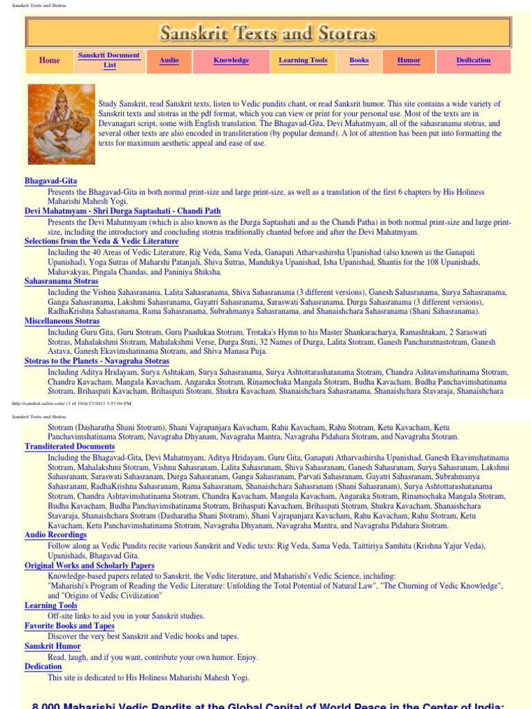 Sanskrit Stotras and Sahasranamas PDF | PDF | Vedas | Devi