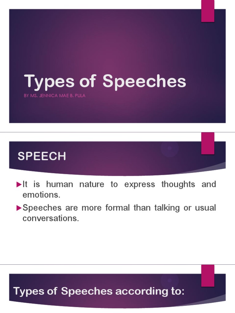 Types of Speeches and Style PDF Speech Nonverbal Communication