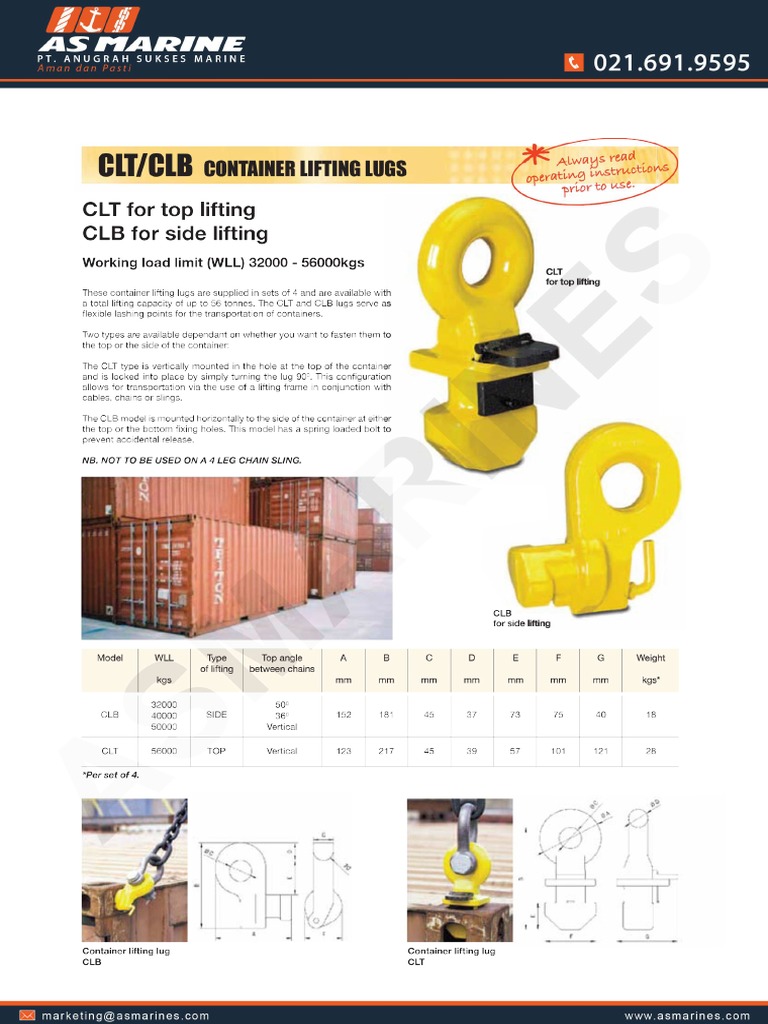 Camlok Container Lifting Lugs PDF