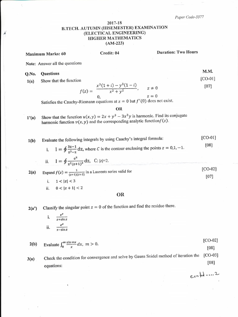 B.tech. Electrical III Semester 20172018 PDF