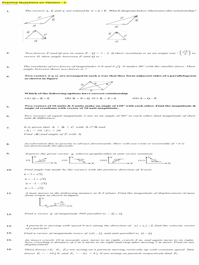 Practice questions on vectors pdf