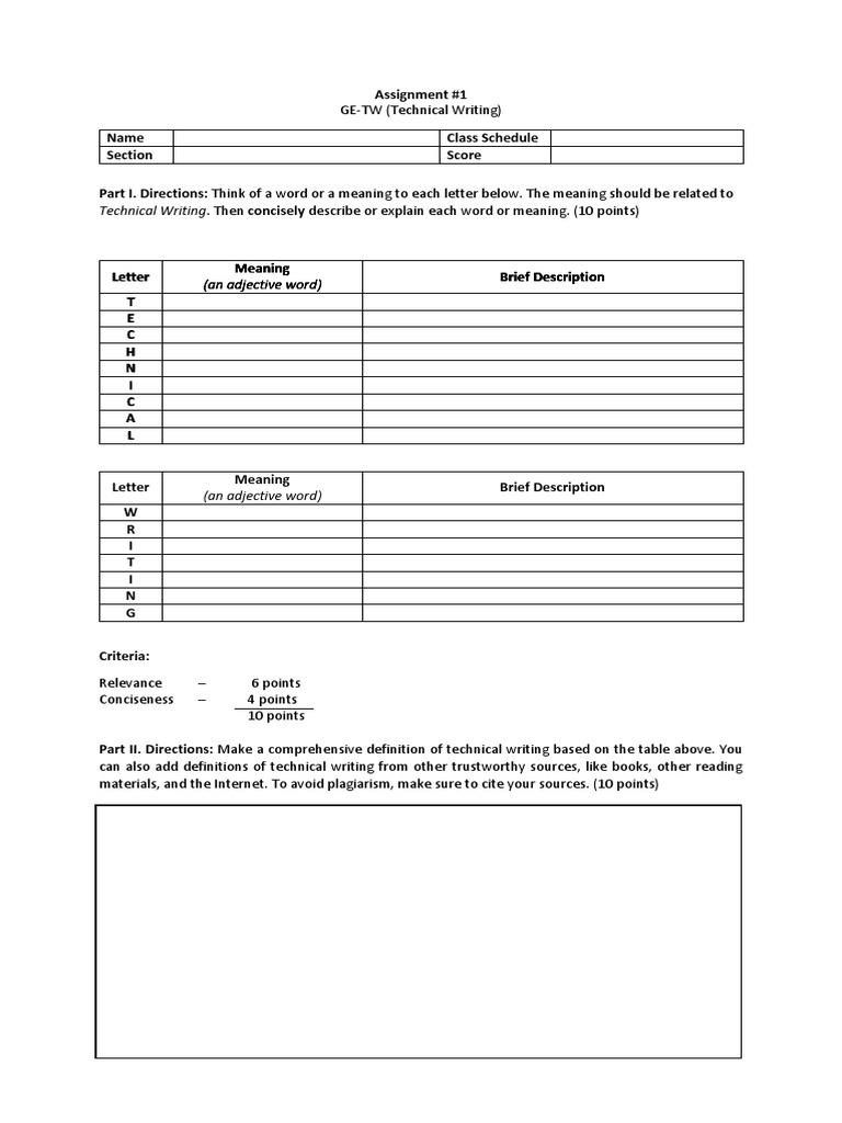Technical Writing Assignment Overview | PDF | Computers
