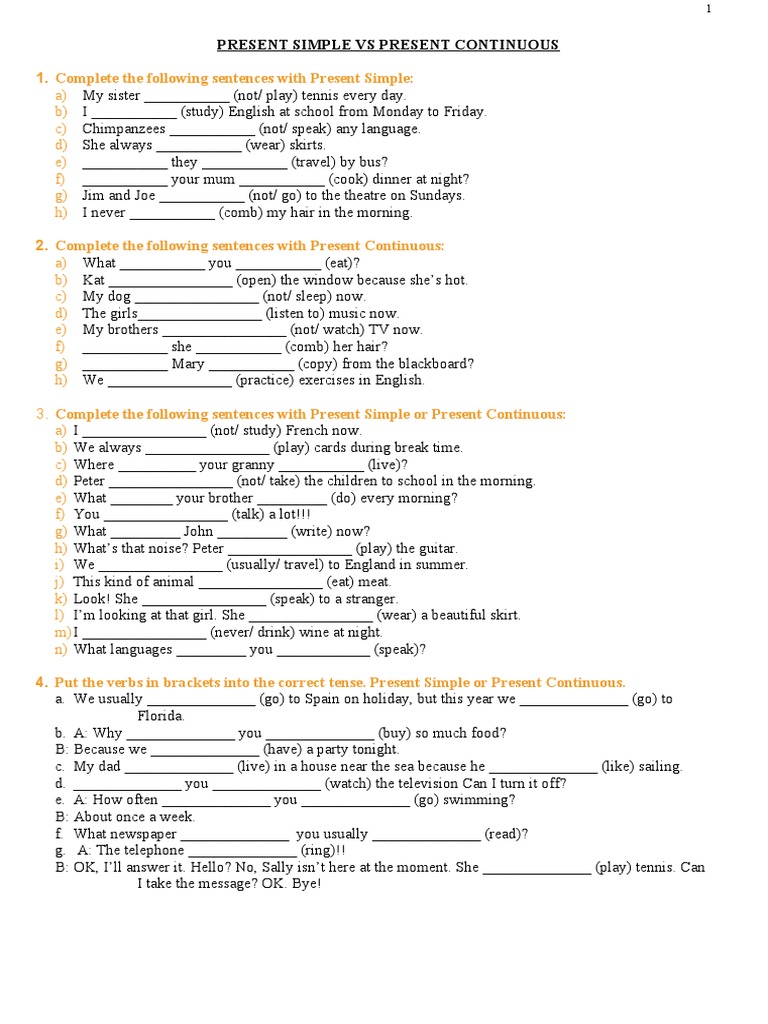 Present Simple and Continuous | PDF