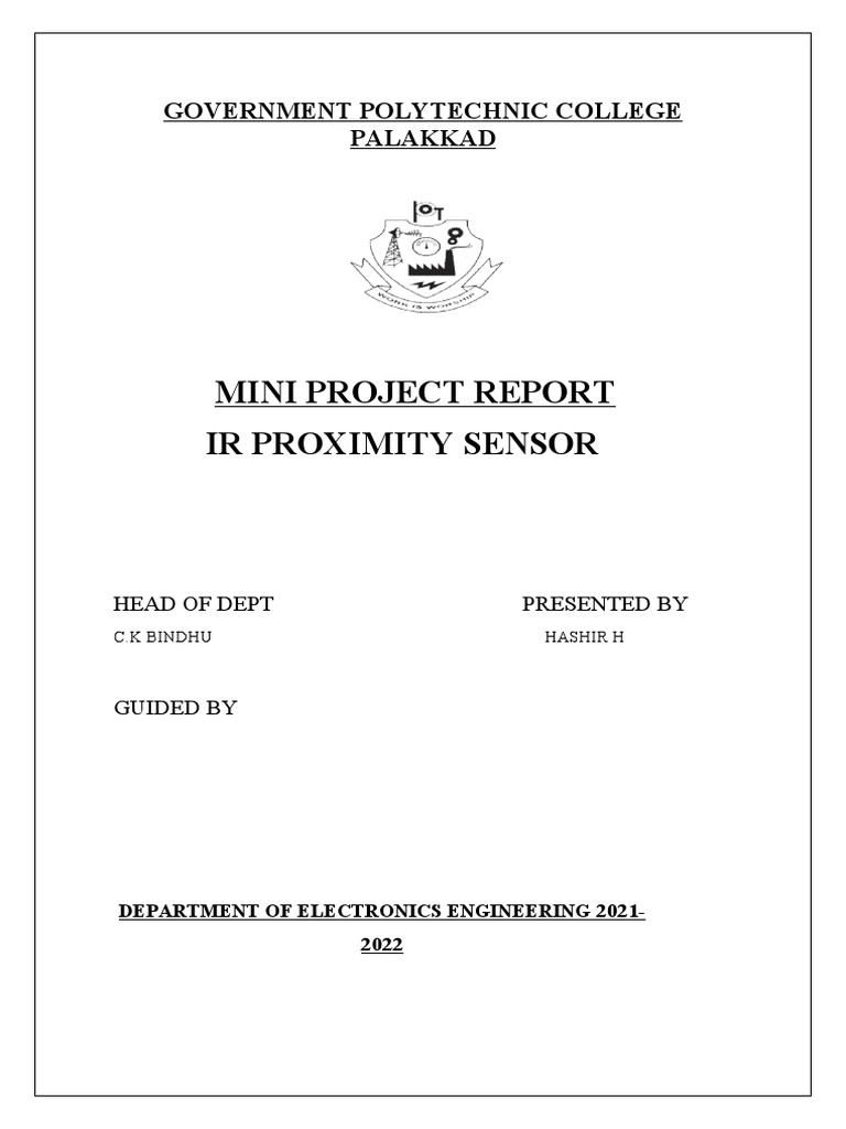 Ir Proximaty Sensor Project Report. PDF Infrared Light Emitting Diode