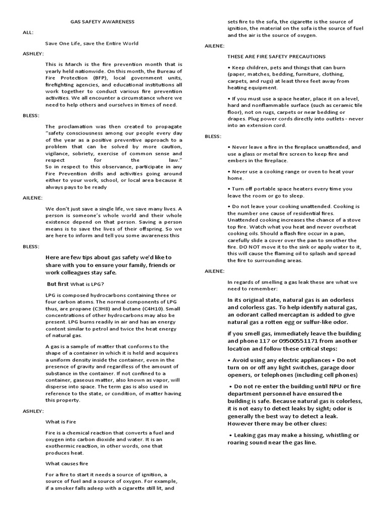 Gas Safety Awareness Pdf Liquefied Petroleum Gas Propane