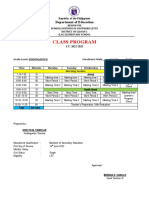 Kindergarten Class Schedule for Ilag and Magaupas Elementary Schools