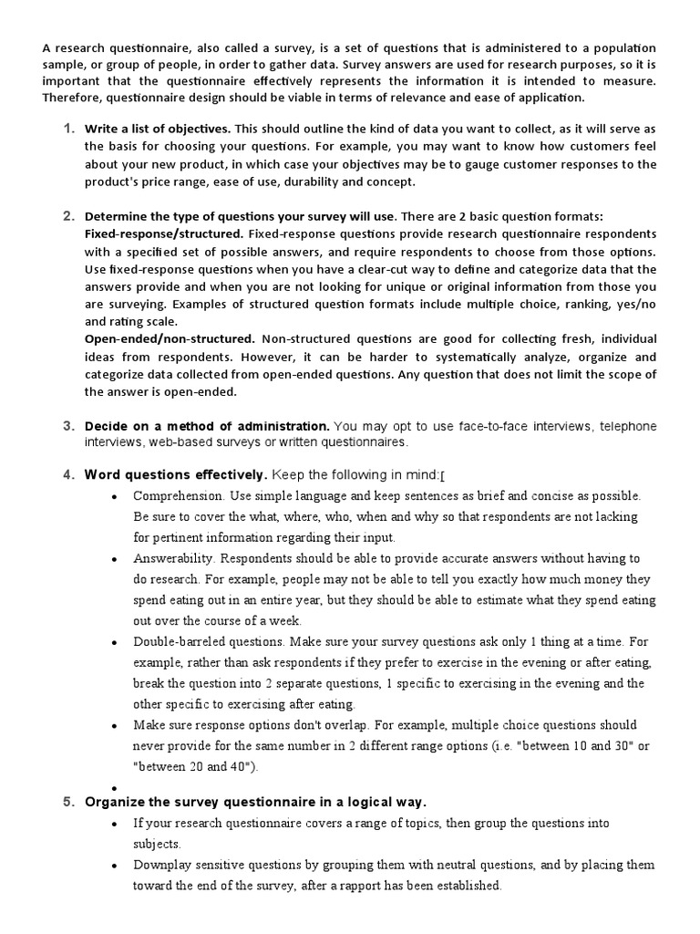 A Research Questionnaire Pdf Survey Methodology Questionnaire