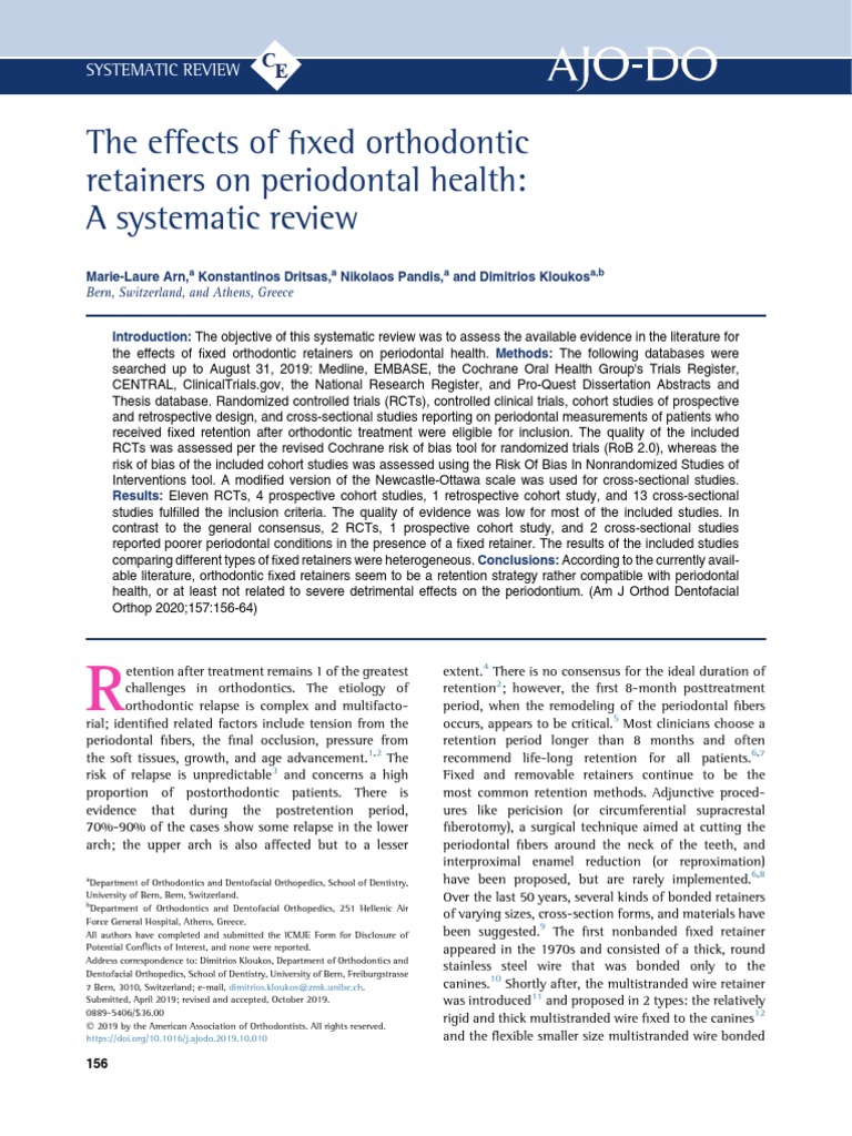 Fixed Retainers | PDF | Randomized Controlled Trial | Systematic Review