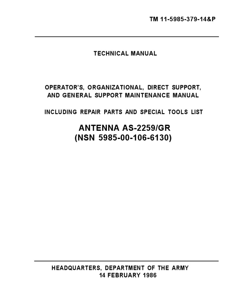 As 2259 antenna serv user tm11 5985 379 14p 1986 pdf antenna radio