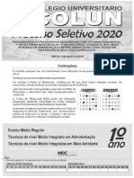 Prova 1 Ano Medio Colun 2020