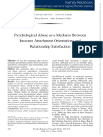 Psychological Abuse Mediates Link Between Attachment and Relationship Satisfaction