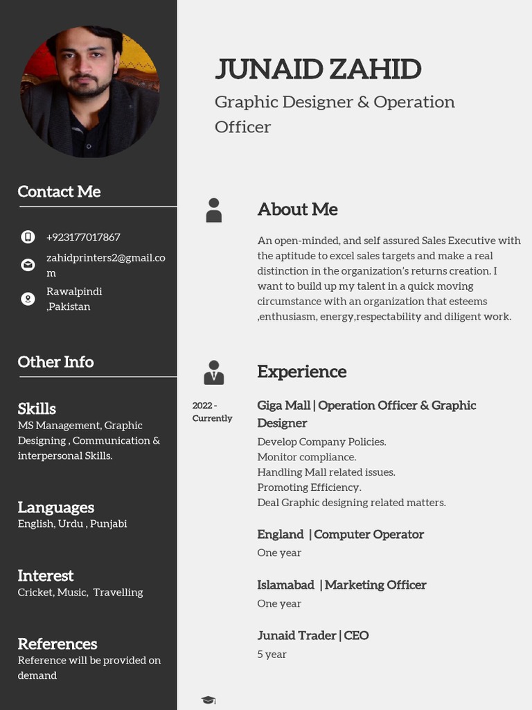 Junaid Zahid: Graphic Designer Profile | PDF