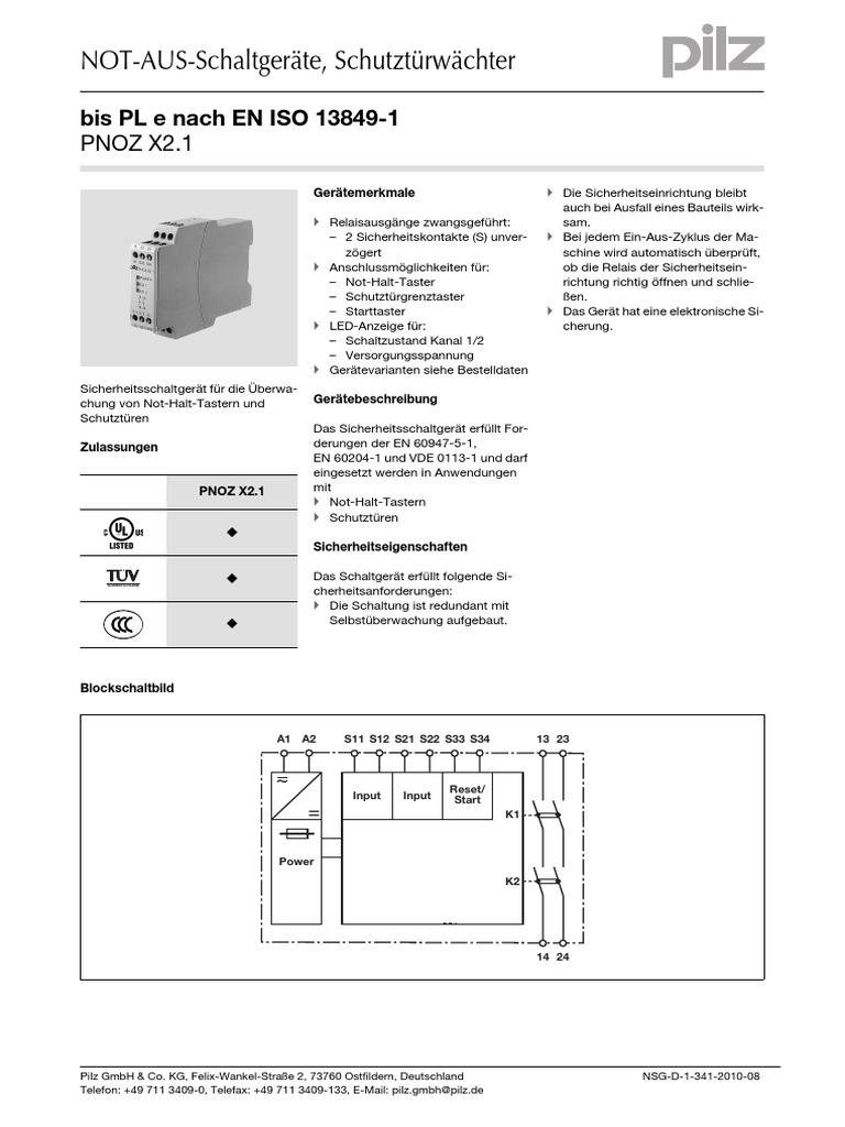 Pnoz x2 1 data sheet 1002136 de 01 pdf