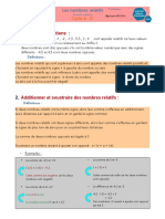 Les Nombres Relatifs 4e (Cours)