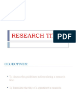 Formulating Research Titles and Variables