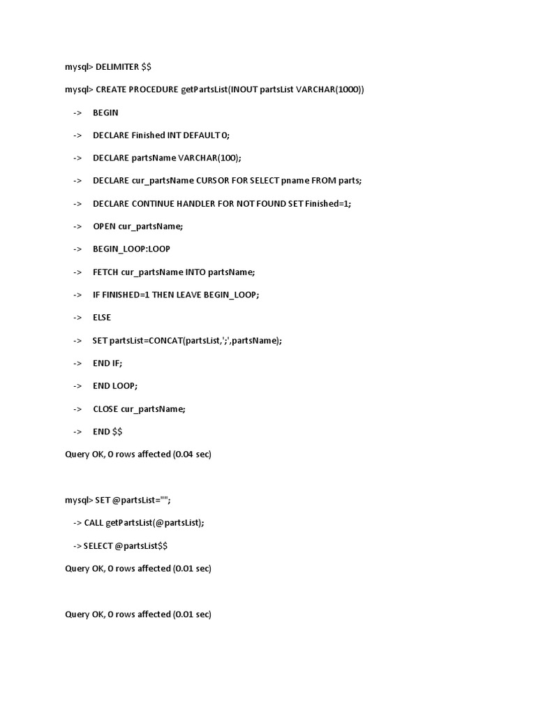 Cursors Example Dbms | PDF