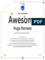 Google Interland Hugo Hernanz Certificate of Awesomeness