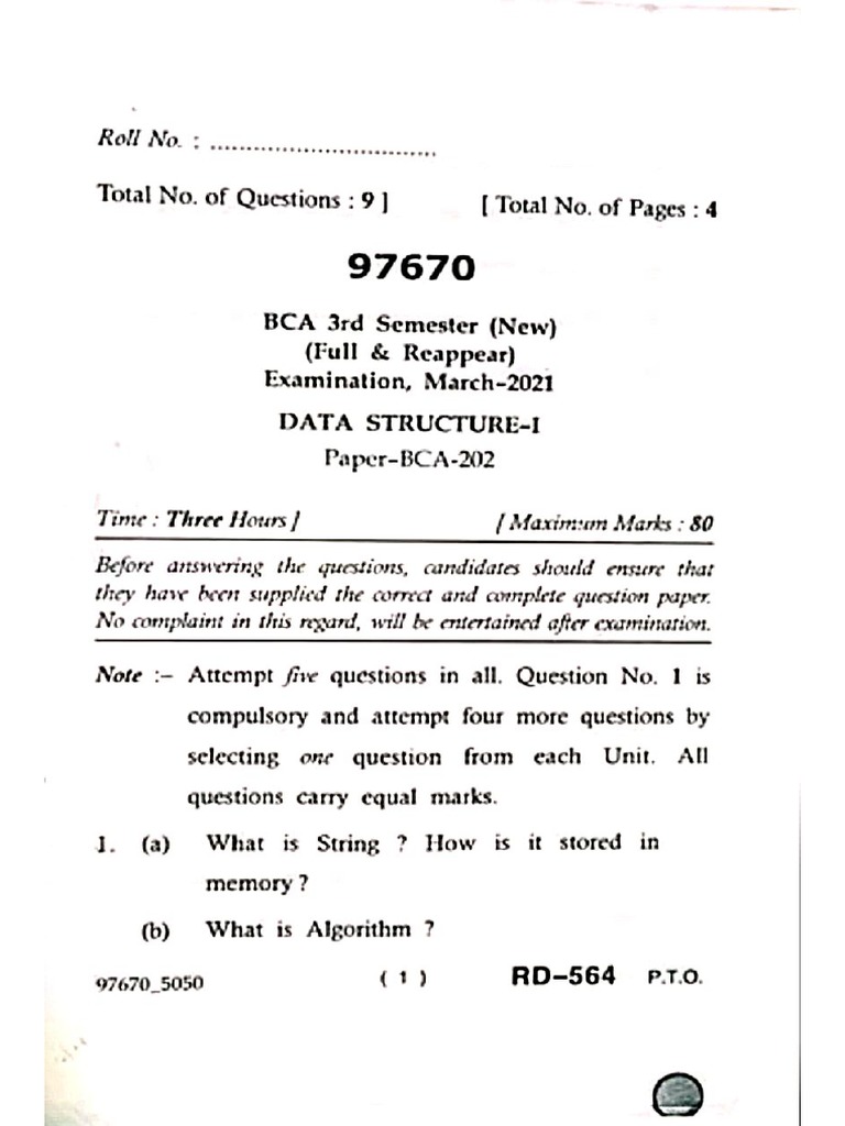 BCA Data Structure | PDF