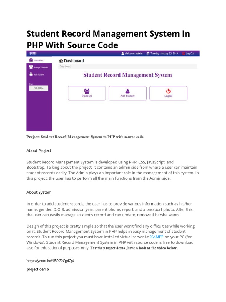 Student Record Management System in PHP | PDF