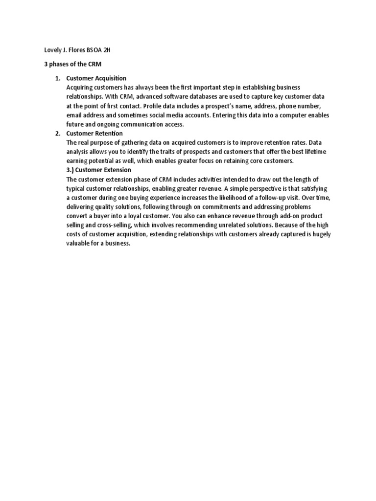 Three Phases of Customer Relationship Management | PDF