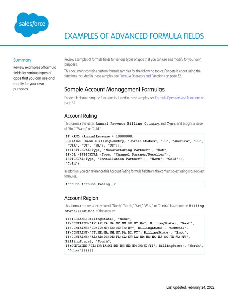Salesforce Useful Formula Fields PDF Discounting Workweek And Weekend