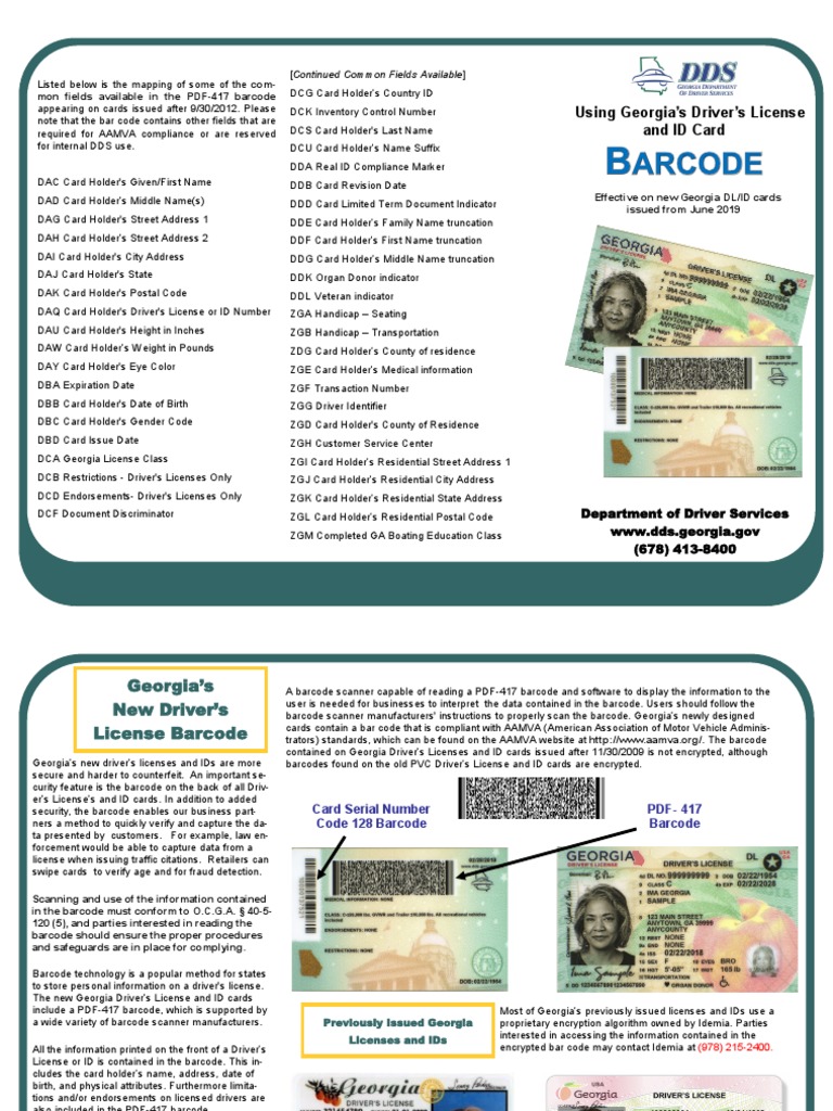 Georgia Driver's License Barcode Guide | PDF | Barcode | Identity Document
