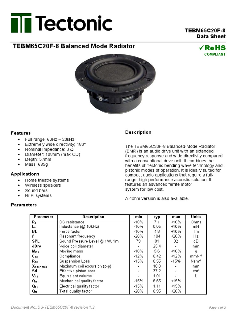 Tel ds tebm65c20 8 download free pdf decibel loudspeaker