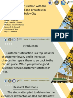 Customer Satisfaction With The Service of Bed and Breakfast in Malaybalay City 2022-2023