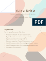 Module 2: Unit 2: Foodservice/Restaurant From Concept To Operation