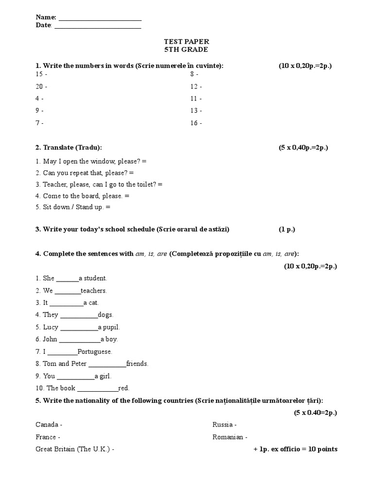 Test A 5 A Oct | PDF