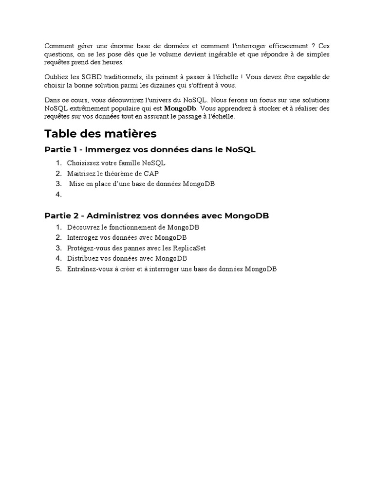 Gérer efficacement une base de données NoSQL | PDF | NoSQL | MongoDB