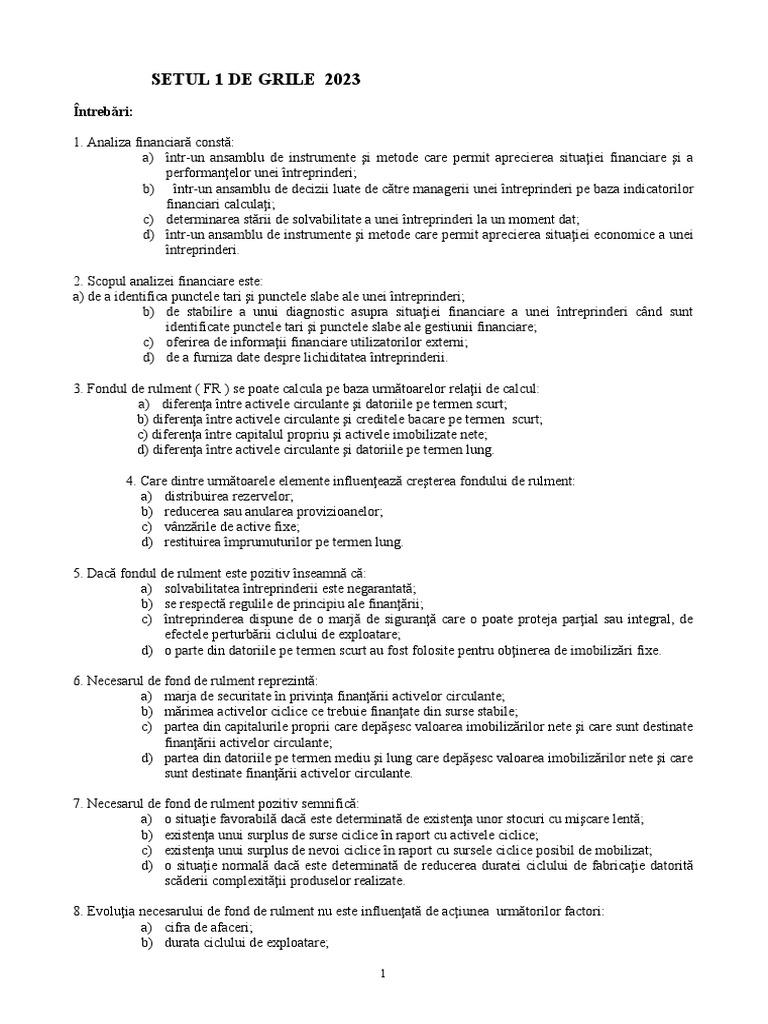 Grile Analiza | PDF