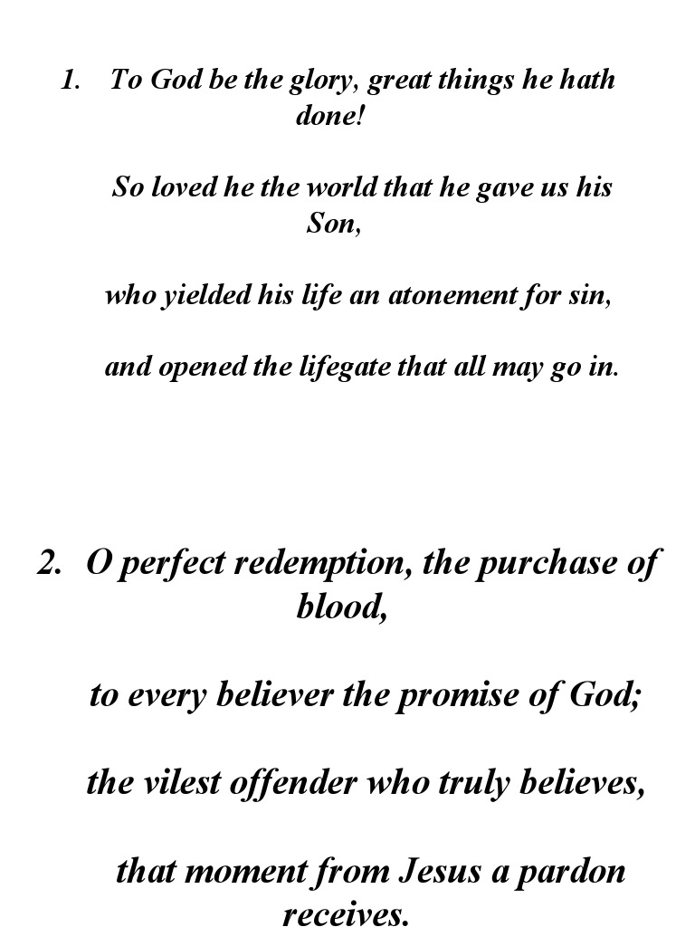 To God Be The Glory | PDF