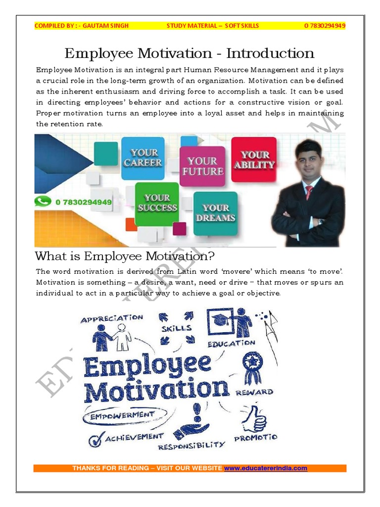 Employee Motivation PDF Motivational Motivation