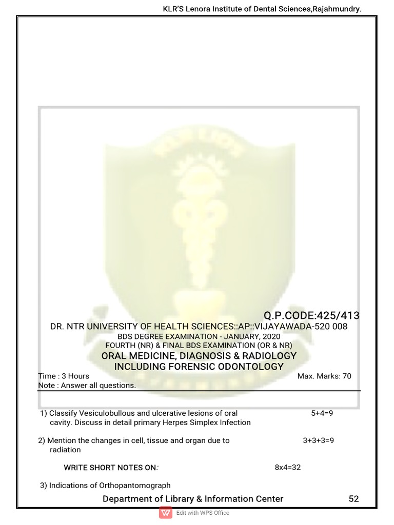 Oral Medicine & Radiology | PDF