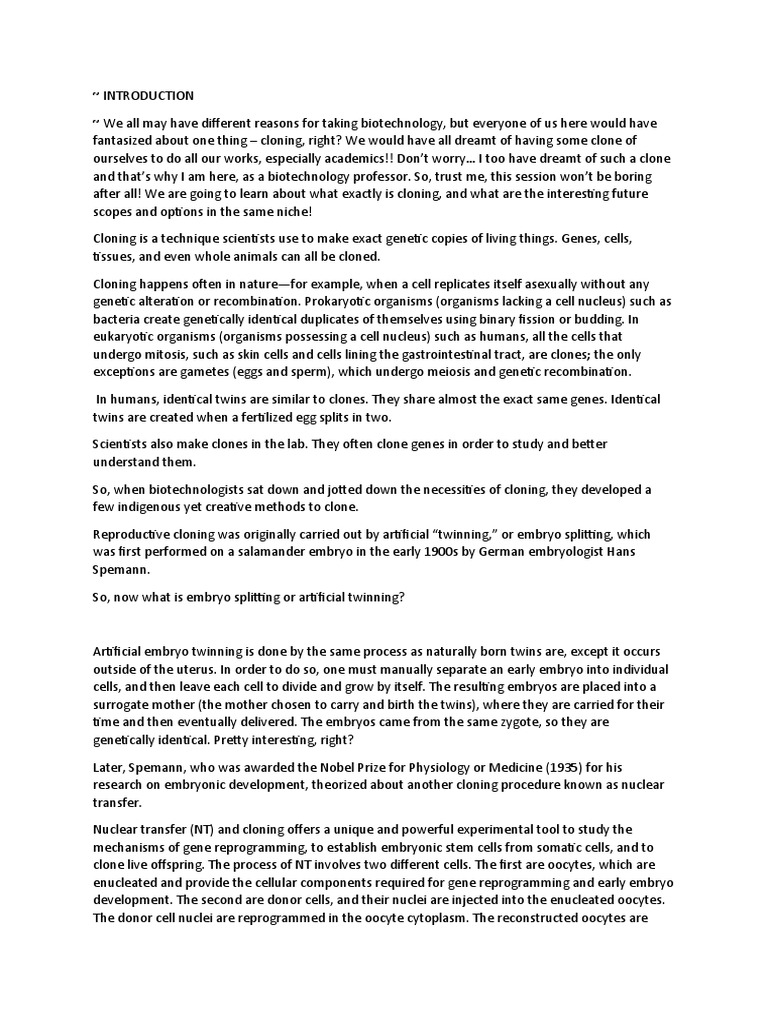 An InDepth Look at the History and Applications of Cloning Techniques