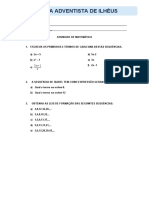 Atividade Do 8 Ano - Sequencia Numérica